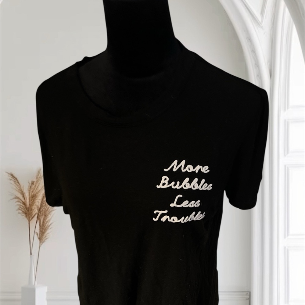 Express Black Tee with White  Script Slogan